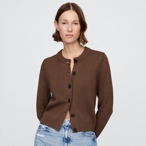 GAP Brown Cardigan Sweater Fitted Cropped